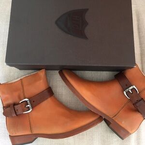 Calypso St. Barth Cognac & Dark Brown Leather Ankle Booties